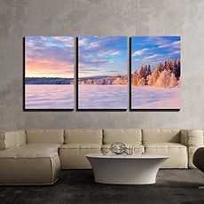 NMT -3 조각 캔버스 벽 예술-겨울에 핀란드 라플란드의 아 [24" x 16" x 3 Panels- Artwork - 24] - P0213074DWT89Y3