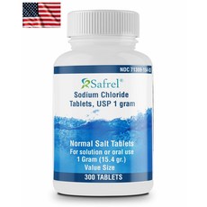 Safrel Sodium Chloride Tablets 1gm 사프렐 염화나트륨 1gm 300정 전해질 보충 대용량, 1개 - 소듐클로라이드