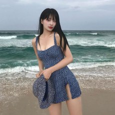 POMTOR 여성 원피스 수영복 비치웨어 모자 세트