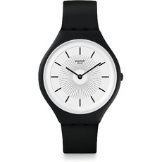 Swatch 견본 피부 Skinnoir 화이트 실리콘 스트랩 남녀 시계 SVUB100 다이얼