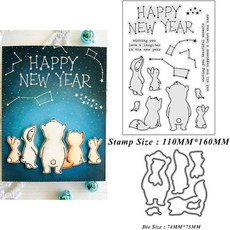 25 스타일 필드 마우스 다이 컷 및 클리어 스탬프 금속 절단 스텐실 DIY 스크랩북 사진 앨범 종이 카드, [19] 24-Die and Stamp, 1개