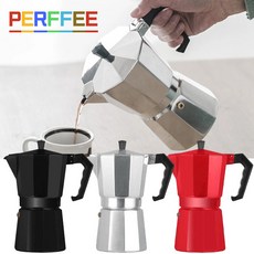 커피메이커 에스프레소 커피 메이커 냄비 알루미늄 모카 포트 클래식 이탈리아 Stovetop 홈 야외 100/150/300ml, [07] Red300ml, 1개