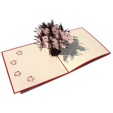 이엔그린 입체카드 팝업카드 3D카드 일반카드, 선택57)벚꽃 나무 2