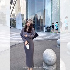 브이넥드레스 CCZEE 순 간질이다 계열 너 의 온도 부드러운 걸이 여성 가을 허리보정 슬림핏 섹시