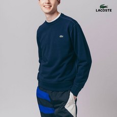 라코스테 남녀공용 레귤러핏 프리미엄코튼 크루넥 맨투맨 네이비