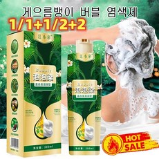 1/1+1/2+2 게으름뱅이 버블 염색제 흰머리 커버 컬러 버블 염색제, 300mL, 브라운