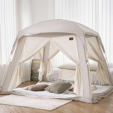 로티캠프 프리미엄 패브릭 침대 방한 난방텐트 패밀리, 그레이