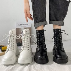 헤븐잇 둥근코 레이스업 통굽 워커 부츠(3.9cm) HI0820