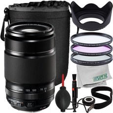 SSE 후지필름 XF 55 200mm f 3.5 4.8 R LMOIS 렌즈 16384941 액세서리 번들 포함 방수 파우치 3PC 필터 키트 UV CPL FL D 튤립 후드 등