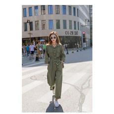 미래물 가을 루즈핏 긴팔 슬림 하이웨스트 카고 점프슈트ZZW