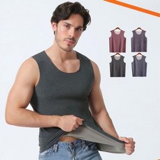 민소매 겨울나시 남자 티셔츠 기모 내복 런닝 웨어 롱 jus*74858ce, 딥레드_XL, 1개