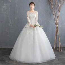 셀프 웨딩드레스 스몰 본식 실크 긴팔 빈티지 빅사이즈 원피스 여성용 웨딩 드레스 신부 공주 베스티도 노비아 레이스 업 플러스 사이즈 볼 가운