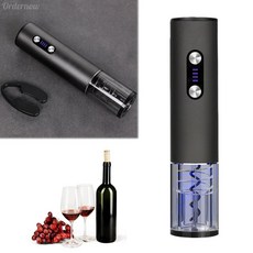 호일 커터 및 USB 충전 케이블 포함 충전식 전기 와인 병따개 레드 액세서리 선물, 1개