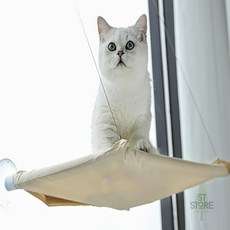 하찌생활샵 고양이 창문 해먹 고양이창문거치대 고양이창문선반 펫베드 고양이창문캣타워, 아이보리