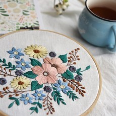 산수화 펀치니들초보 스킬자수대형 정확한 크로스 스티치 키트 꽃 패턴 성인을위한 DIY