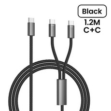 호환 휴대폰 고속 충전 데이터 케이블 아이폰 화웨이 샤오미 C타입 포트 PD60W 2-in-1, [01] Black C-2C 1.2m