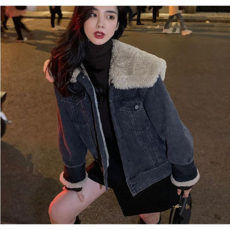 겨울신상 밍크 퍼 카라 데님 청자켓
