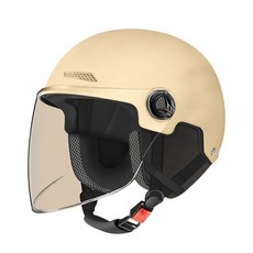DS 충격흡수 자외선차단 라이딩 안전 헬멧, 방풍 투명 긴 쉴드, 베이지