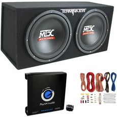 MTX 자동차 우퍼 서브우퍼 서브 인클로저 플래닛 1500W 모노블록 A B 앰프 8 게이지 배선 키트가 포함된 TNP212D2 12인치 1200와트 4옴 듀얼 로딩 차량 오디