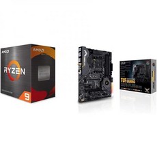 AMD 라이젠 95900X 12코어 24실 잠금 해제 데스크톱 프로세서 ASUS AM4 TUF 게이밍 X570-Plus와이파이 Zen 3 5000 및 3세대 ATX 마더보드PCIe, Processor + AM4 TUF X570-Plus - 라이젠95900x