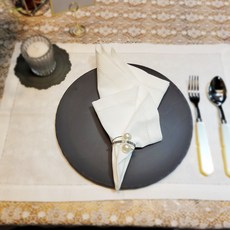 웨딩포 냅킨링 실버 더블 펄 Napkin Ring Silver Double Pearl 4개 세트, 1세트
