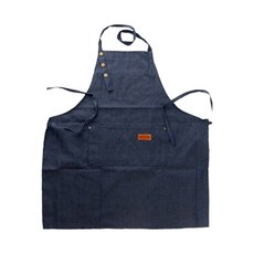 남녀공용 다용도 원피스형 데님 앞치마 목공 주방 미술 화방 식당 작업용 청앞치마, 1개, 진청