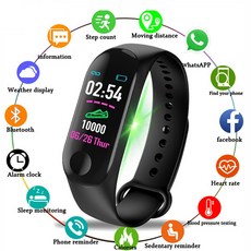M3 스마트 워치 남성 스포츠 피트니스 트래커 팔찌 여성 심박수 Relogio Inteligente 전자 팔찌 Smartwatch 2020|스마트 손목 밴드|, 1개, CHINA, 빨간
