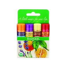 Badger - Classic Lip Balm Green Box Tangerine Breeze Lavender & Orange Vanilla Madagascar Pink G, 단일상품