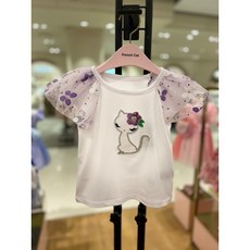 프렌치캣 화이트 나비샤 배색 티셔츠 K (33DKT250)