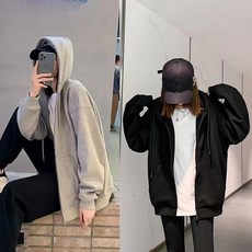 벨류온 남녀공용 봄 가을 오버핏 후드 집업