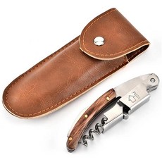 목재 손잡이 전문 와인 오프너 다기능 휴대용 스크류 코르크 병따개 요리 도구, 2. Leather Packaging