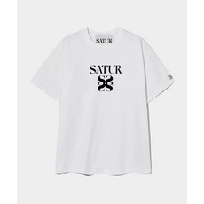 SATUR 클래식 로고 반팔 티셔츠 클린 화이트 Classic Logo T-shirts Clean White SA23FWUT03WH