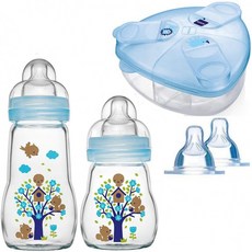 스페인직송 MAM Feel Good 유리 병 중성 - 유리 병 (260ml 젖꼭지 크기± 또는 0 ML에서 1 및 2 포함), 단일옵션, 단일옵션