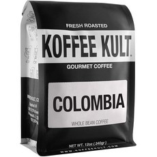 Koffee Kult 콜롬비아 미디엄 로스트 커피콩 100% 싱글 오리진 아라비카 원두 (원두 355ml(12온스), 355ml