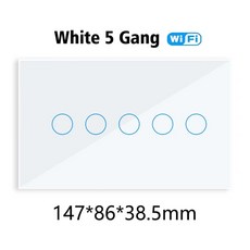 와이파이 스마트 터치 라이트 벽 스위치 유리 패널 8/10 갱 147x86mm 작업 투야 앱 집 전체 스마트 제어, 04 5Gang-White_01 기타, [04] 5Gang-White
