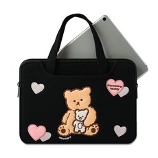 whybear 하트베어 아이패드케이스 세컨드모닝 파우치 태블릿케이스 위글위글아이패드파우치, 핑크하트베어 [ipad 9.7]
