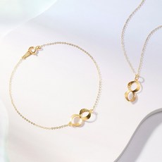 [골드팡] 18k 럭키쉘인피니티 세트(당일도착) 여성용 데일리 행운아이템 우정템 시험 합격 수능 목걸이 팔찌주얼리 선물추천 베이직깔끔 심플추천 고급럭셔리포인트