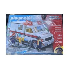 Playmobil CITY ACTION 5681 RESCUE AMBULANCE Toy 3 Figures 20 pieces NIB