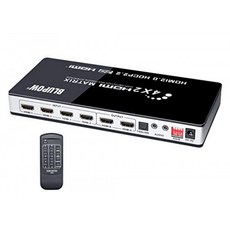 BLUPOW 4K60Hz HDR 대응 HDMI 매트릭스 선택기 4 입력 2 출력 + 음성 분리 (광 디지털 3.5mm 스테레오 오디오 출력) h, 단일상품