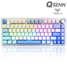 AULA 독거미 F75 가스켓 풀윤활 유무선 기계식 영문 키보드 (다크블루 회목축 V3)