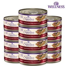 웰니스코어 시그니쳐 고양이 주식캔 그레인프리 습식사료, 12개, 79g, 청키 소고기&닭고기