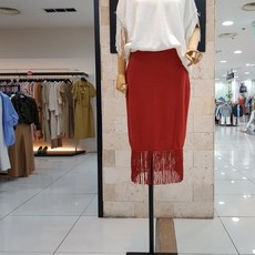 더아이잗컬렉션 린넨밴딩프린지니트스커트CJ7A1KT02