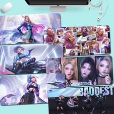 LOL 롤 KDA 신스킨 마우스패드 게이밍 장패드 아리 카이사 이블린 아칼리, 80cm x 30cm, 6