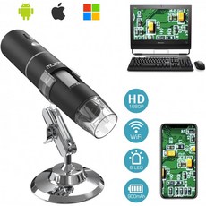 MoKo WiFi USB 디지털 현미경 1080P HD 2MP 카메라 50x ~ 1000x 배율 미니 포켓 핸드 헬드 무선 내시경 8 LED iPhone / iPa, 단일옵션