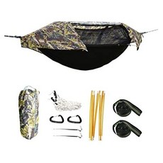 Camping Hammock with Mosquito Net and Rainfly Cover Lightweight Portable Hammock for Outdoor Backp, Green