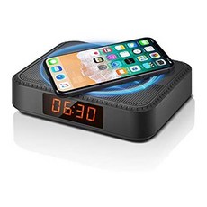 해외1503666 ACG-INC Bedside Smart 라디오 알람 시계 with 폰 전화기 충전기 QI 무선 충전기 for 아이폰, One Size_Black, Black, 상세 설명 참조0
