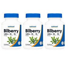 Nutricost Bilberry 빌베리 추출 1200mg 90캡슐 해외, 90정, 3개