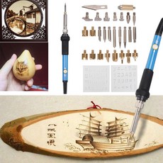 우드버닝기 나무 28in1 조각 pyrography 펜 키트 60w 온도 조절 가능 220-450 c 납땜 인두 용접 엠보싱 수리 버닝 굽기, 우리를, 1개