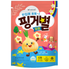 아이배냇 아동용 핑거별 쌀과자, 국산 현미 / 양파맛, 8개
