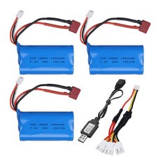 RC 부품 Wltoys 144001 12401 12402 Lipo 배터리 12423 12428 2S 74 V 1500 mAh 12402A 크롤러 자동차 18650, 9) 3pcs USB 3in1